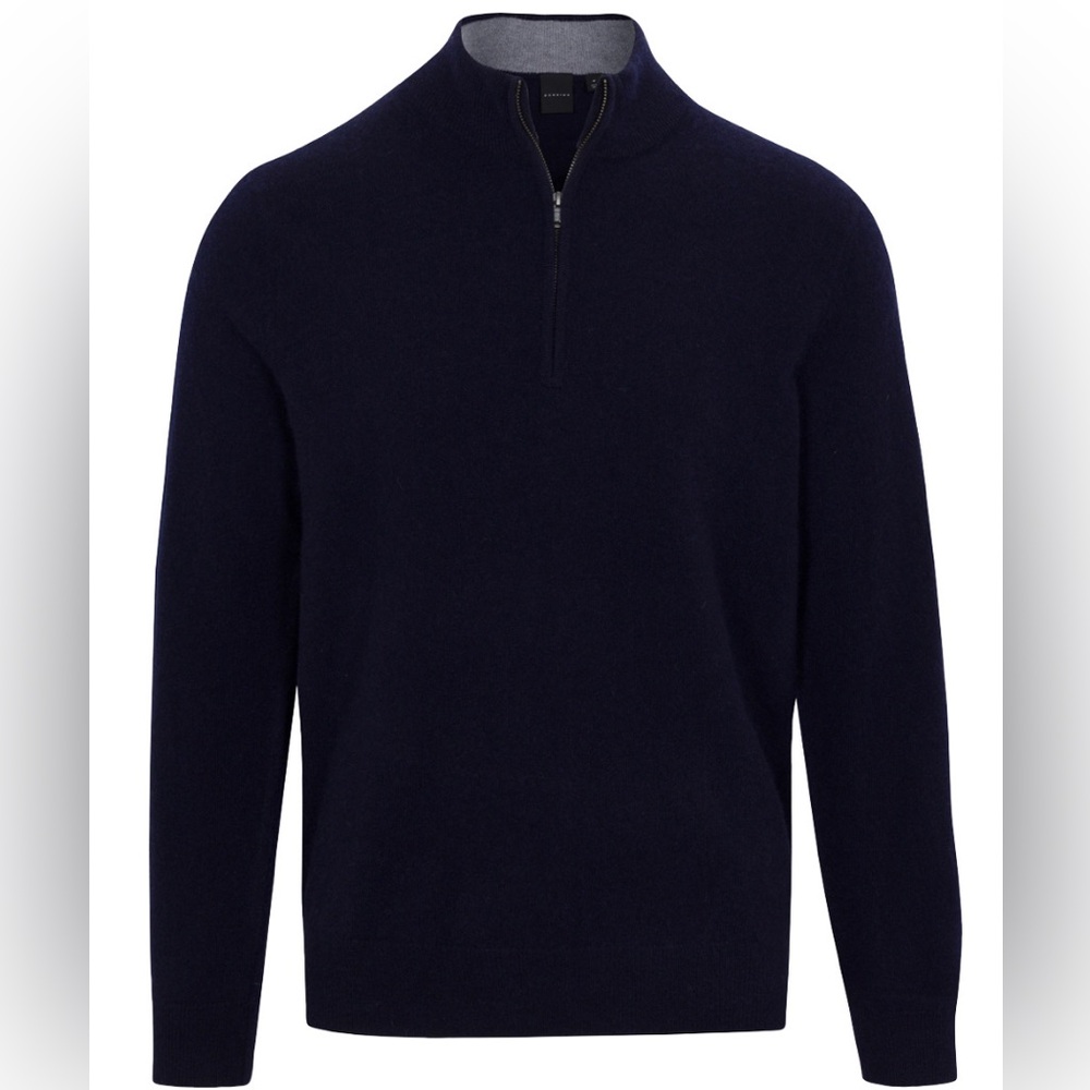 Dunnning 100% Cashmere Navy Men's Zip-Up Sweater